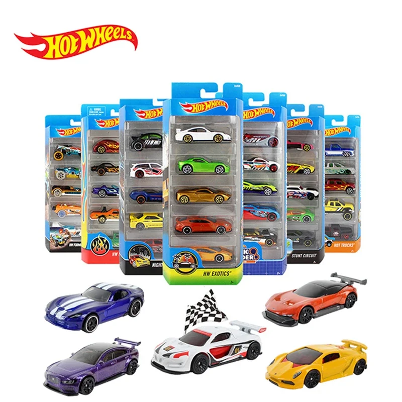 Original Hot Wheels Small Sports Car Track Set Hotwheels Racing Alloy Toy Cars Model 5Pcs Diecast 1/64 3 Anni Giocattoli Per Ragazzi