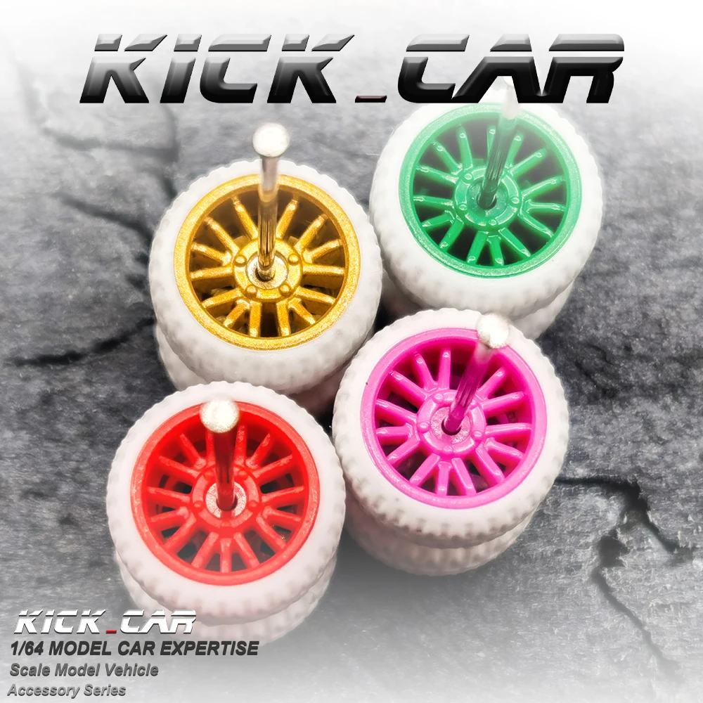 Kickcar 1/64 Ruote Pneumatici In Gomma Ruote Multi-Jaw Axes Kit Modificato Per Dettagli Per 1:64 Hotwheels Model Car Toy Wheel Kit 4 Pz/Borsa