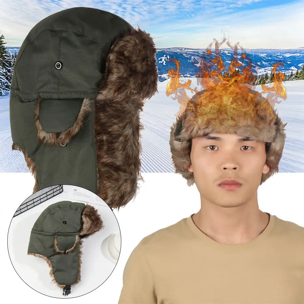 Uomo Donna Trapper Bomber Cappelli Russian Ushanka Warm Winter Fur Earflap Ski Hat