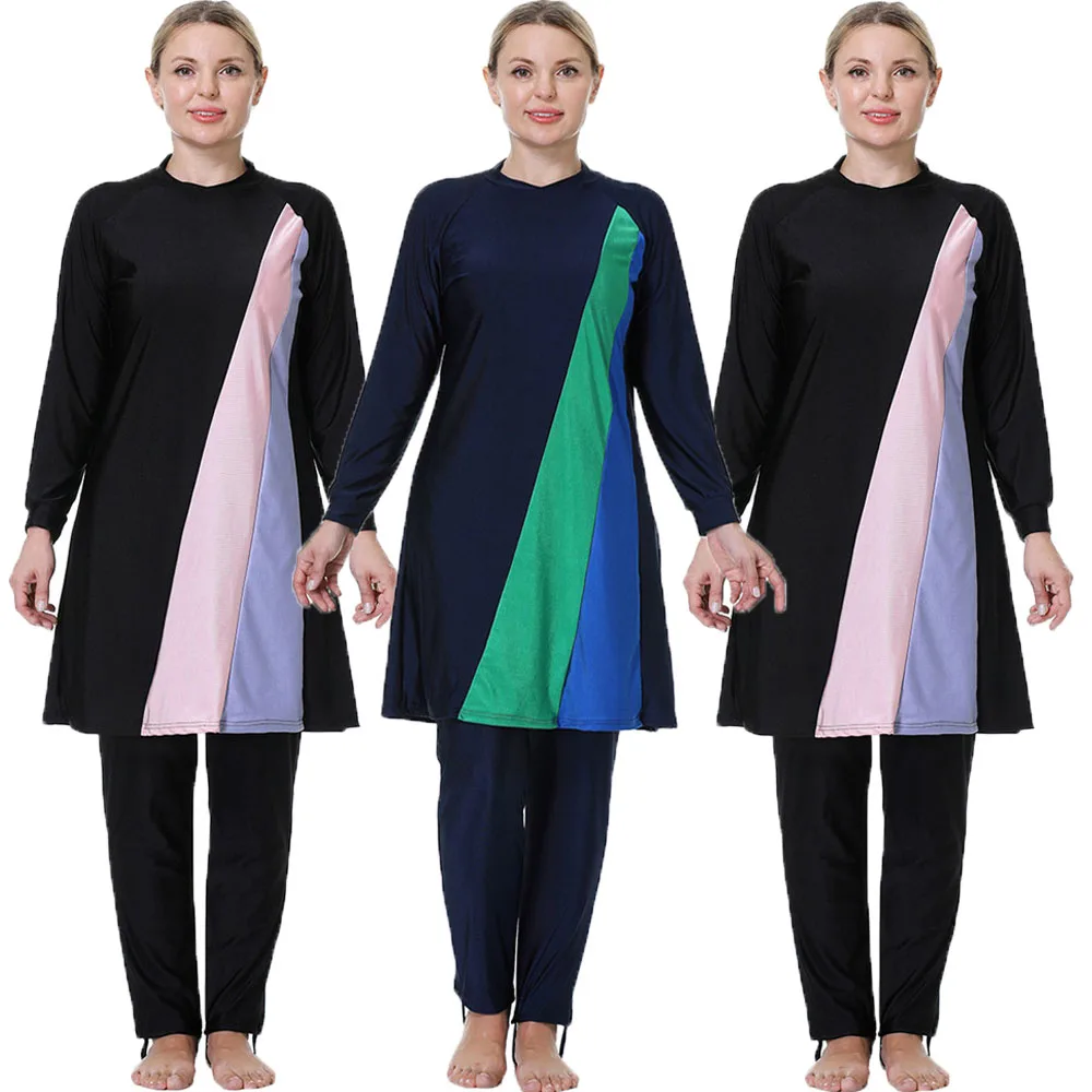 Burkini Femme Musulmane Conservatore Maillot De Bain 3 Pezzi Donne Musulmane Hijab Costume Da Bagno Costumi Da Bagno Islamici Costume Da Bagno Arabo 8