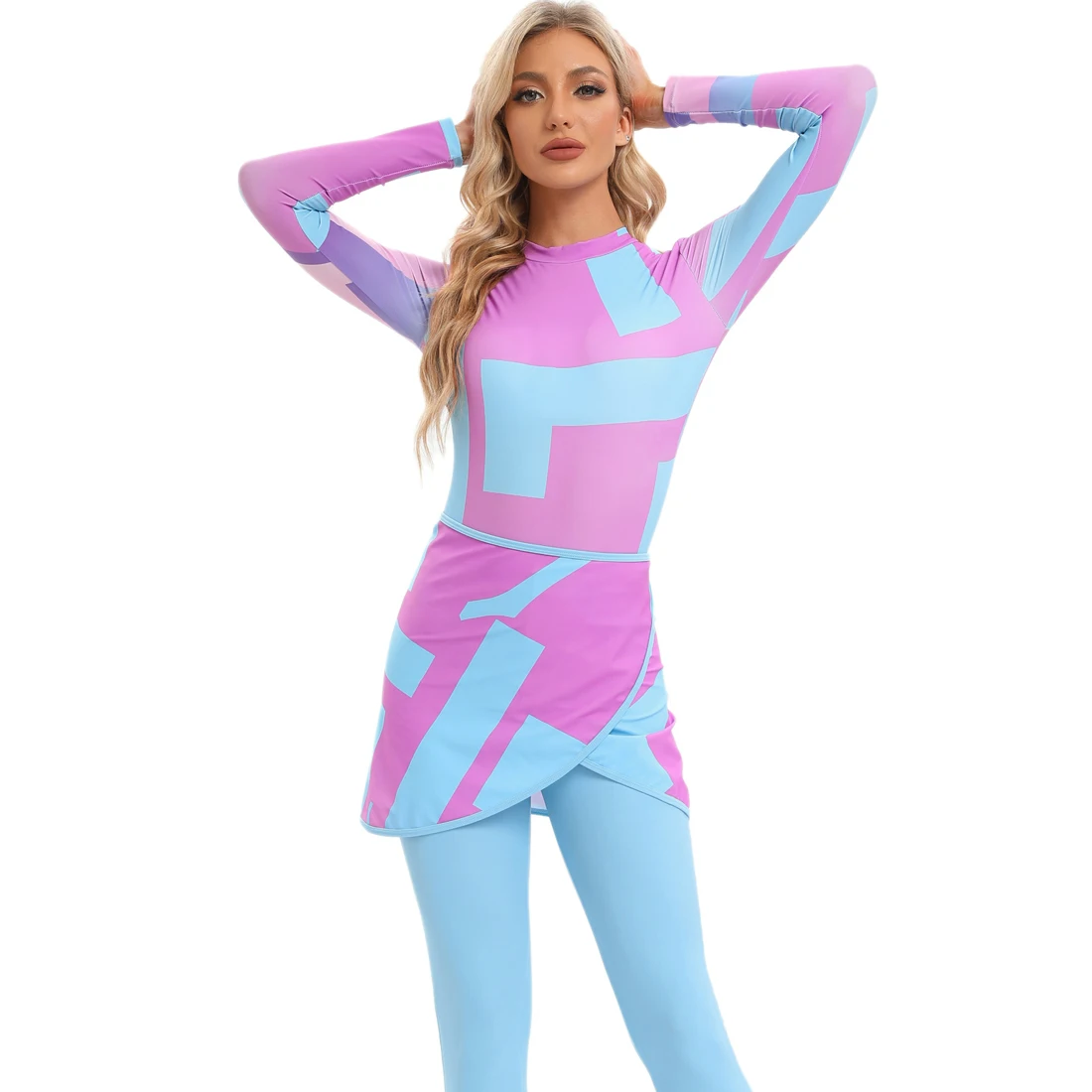 Donne Full Cover Islamico Hijab Maillots De Bains Musulmano Modesto Manica Lunga Burkini Costumi Da Bagno Musulmans Maillot Femme