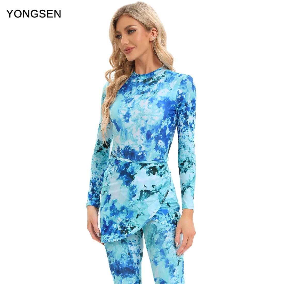 Yongsen Musulmano Modesto Manica Lunga Burkini Costumi Da Bagno Per Le Donne Copertura Completa Hijab Islamico Maillots De Bains Musulmans Maillot Fem