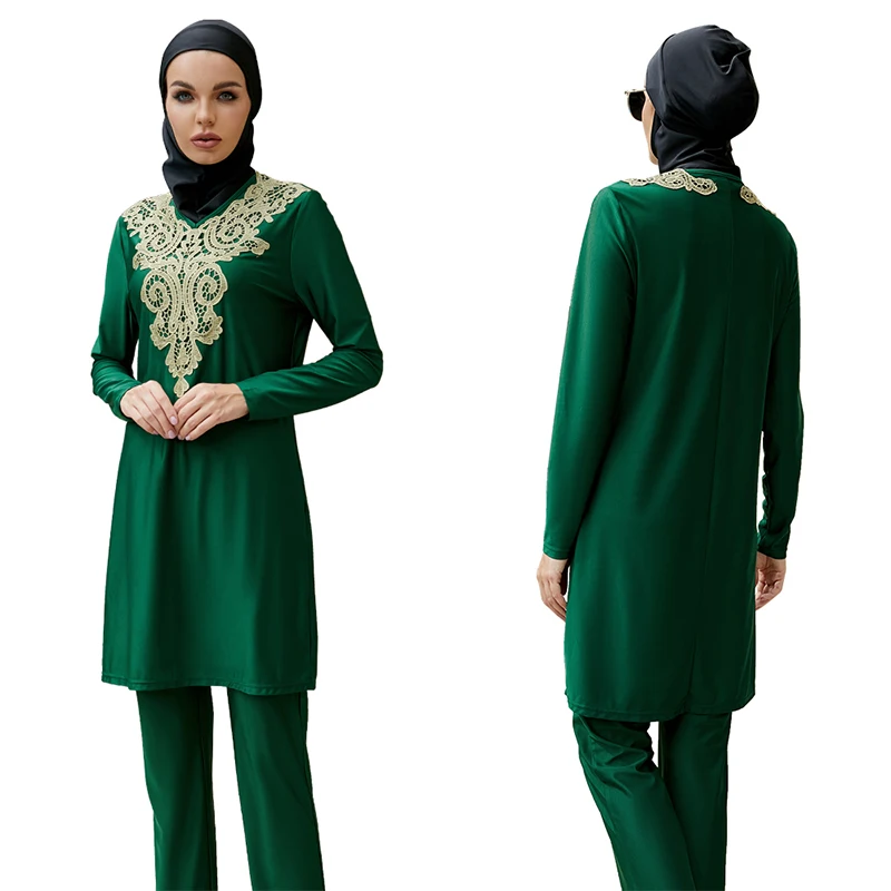 Costumi Da Bagno Donna Musulmana Hijab Burkini Costumi Da Bagno Musulmani 2022 Costumi Da Bagno Islamici Ricamati A Manica Lunga Da Donna Costumi Da B