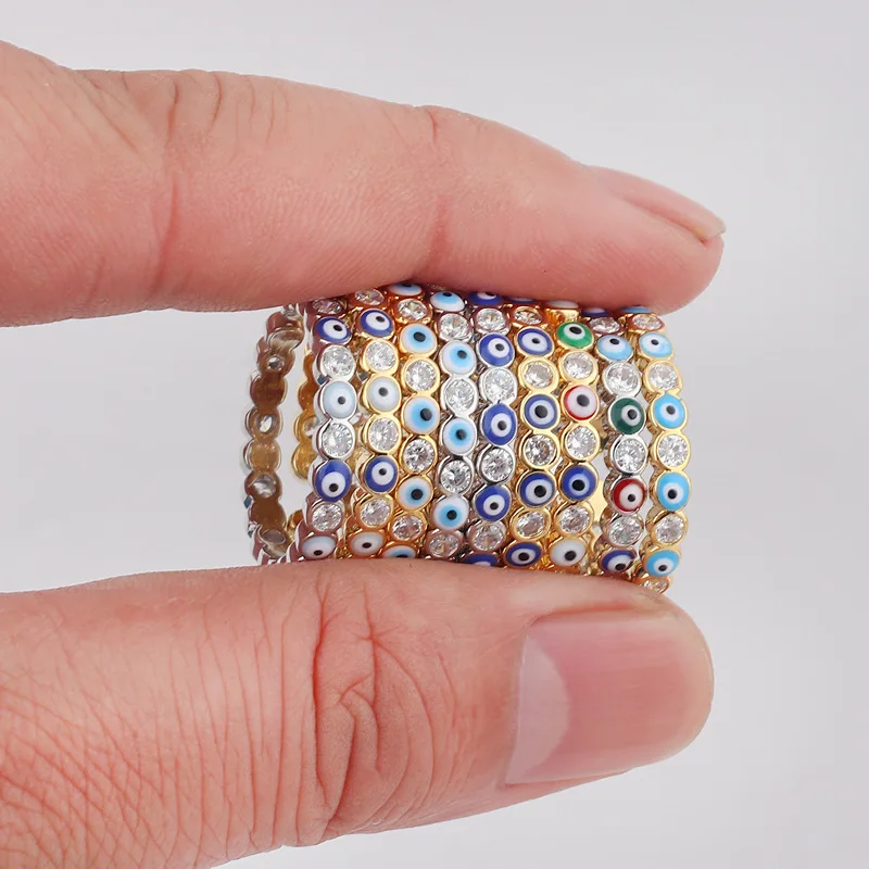 New Bohemia Lucky Turkish Blue Evil Eye Rings Gocciolante Olio Aperto Anelli Da Dito Regolabili Per Regalo Di Gioielli Da Donna