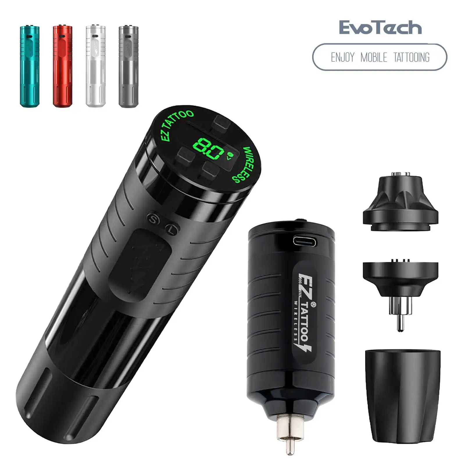 Ez Evotech Wireless Battery Tattoo Pen Machine Ez Intelligent Chip Personalizzato Rotore Esterno Senza Spazzole