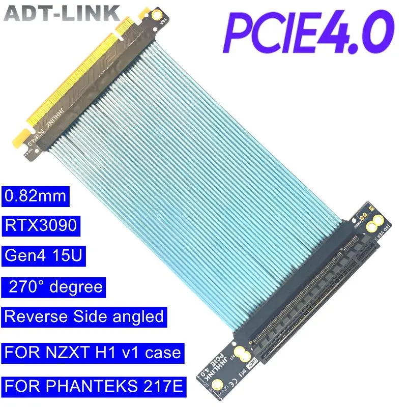 Pcie 4.0 X16 Riser Cable 270 Degree Reverse For Nzxt H1 V1 Case Phanteks 217E Pcie X16 4.0 Gaming Gpu Video Card Extension Cable