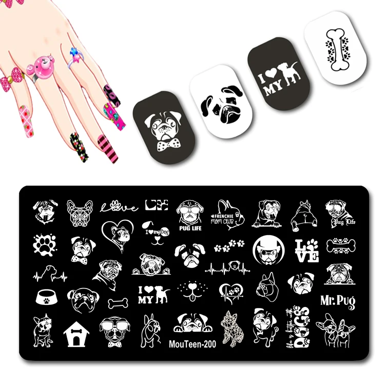 Mounteen New Pet Dog Nail Stamp Mangy Dog Nail Stamping Plates Sheep Nail Stamp #200