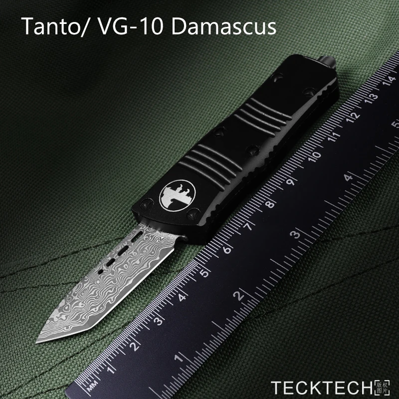 Damasco Mini Coltelli Roodon Micro Otf Tech Coltello Da Tasca Tattico Tanto Blade Cnc T6 Manico Edc Autodifesa Coltello Da Combattimento