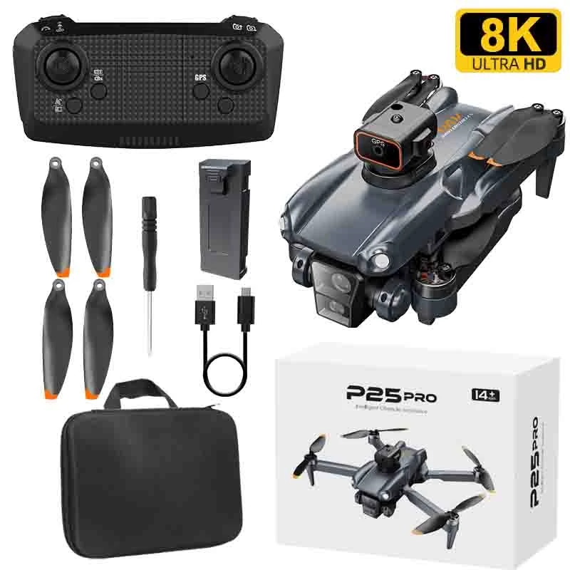 P25 Pro Mini Drone Professionale 8K Gps Brushless 4K Fotocamera Drone 20Km Fotografia Aerea Evitamento Ostacoli Quadcopter Aereo