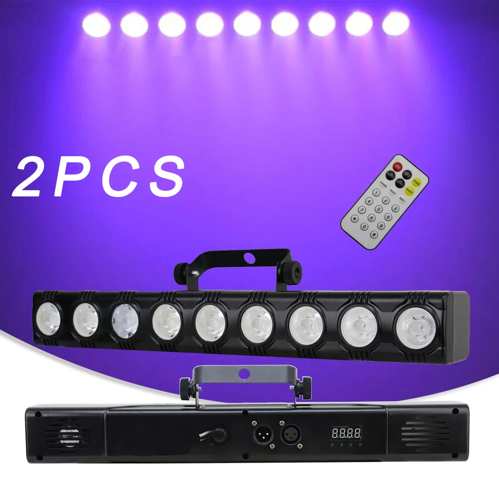 2Pcs Led 9X12W Rgbw Bar Light Wash Effect Remote Party Club Dj Disco Strobe Lighting Dmx512 Music Control Stage Lighting