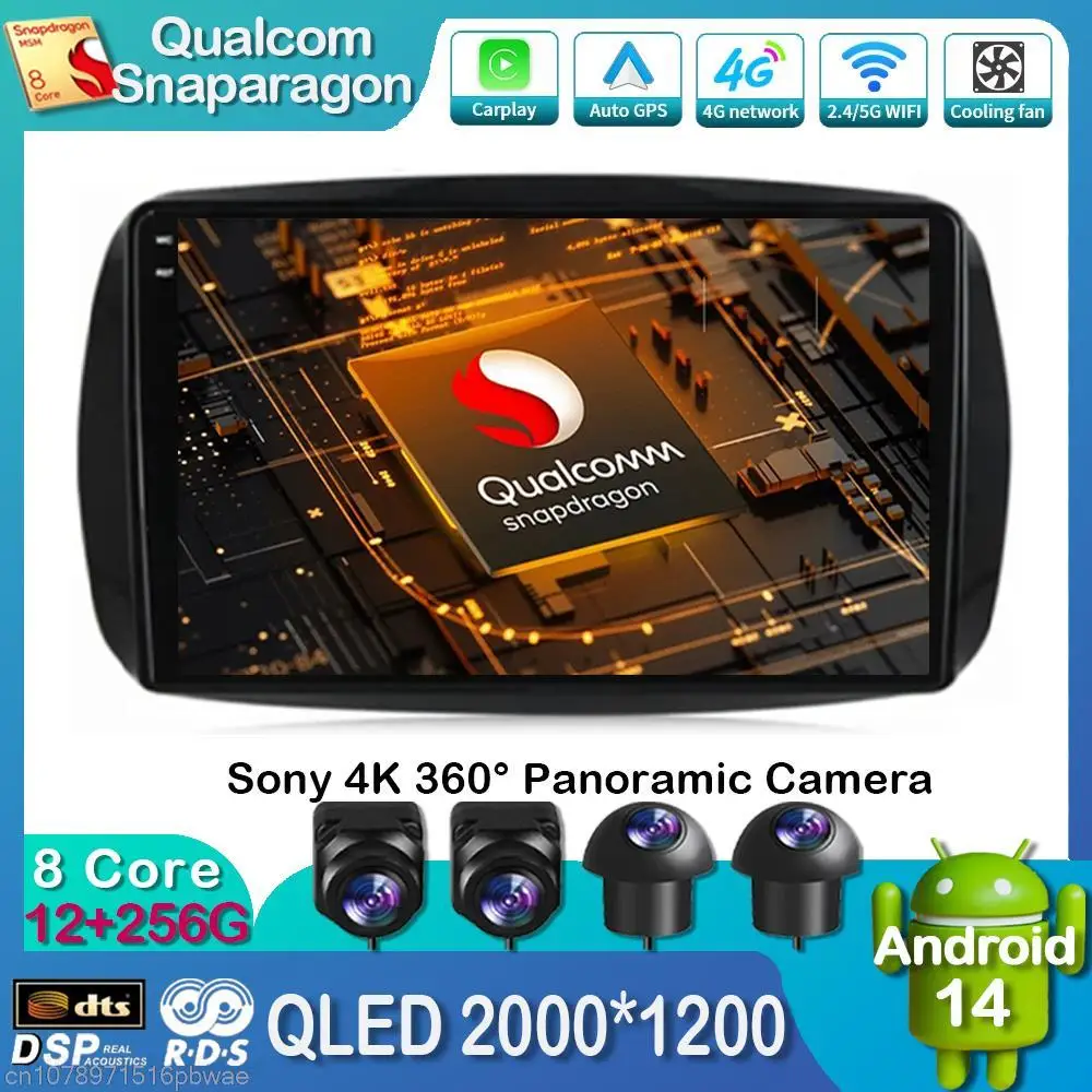 Autoradio Android 14 Per Mercedes Smart 453 Fortwo 2014 - 2020 Autoradio Multimedia Player Gps Carplay Autoradio No 2Din Dvd