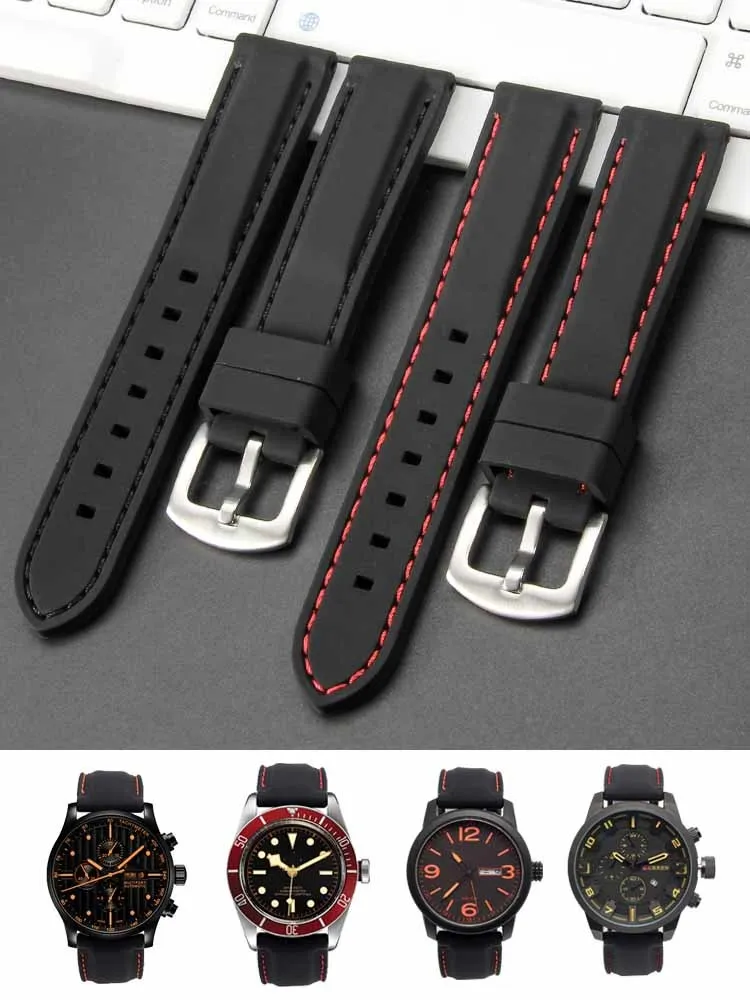 Outdoor Adventure Sports Silver Blue Yellow Line Cinturino Per Seiko Timex Mido Tissot Casio Black 20 22Mm Cinturino Universale Per Orologio
