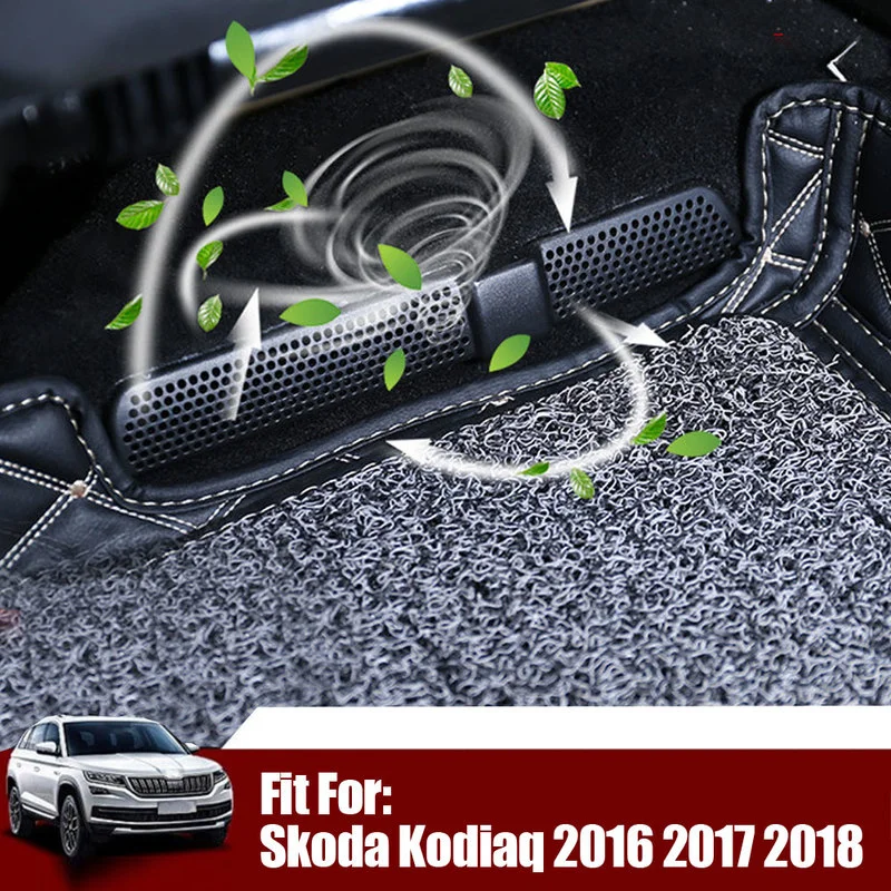 2Pcs Car Air Outlet Cover Auto Rear Seat Under Air Conditioning Vent Cap Net Dustproof Car Decor For Skoda Kodiaq 2016 2017 2018