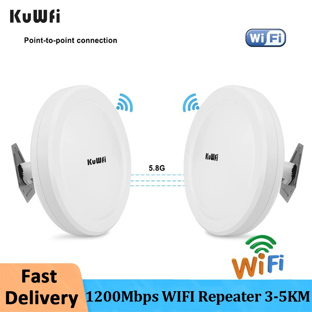 Kuwfi 5.8G Router Wifi Punto Di Accesso Esterno A Lungo Raggio Ripetitore Wifi Wireless Punto A Punto Wi Fi Estensore A Lungo Raggio 3-5Km