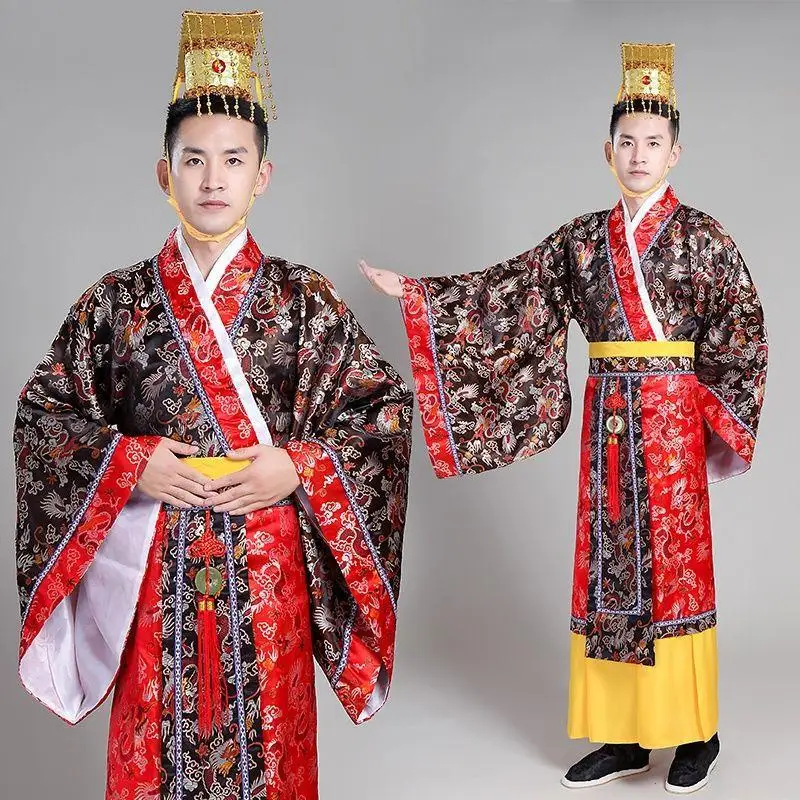 Tang Dynasty Emperor Costume Abbigliamento Antico Qin Dynasty Han Emperor Wudi Ancient Dragon Robe Han Prince Costume Maschile