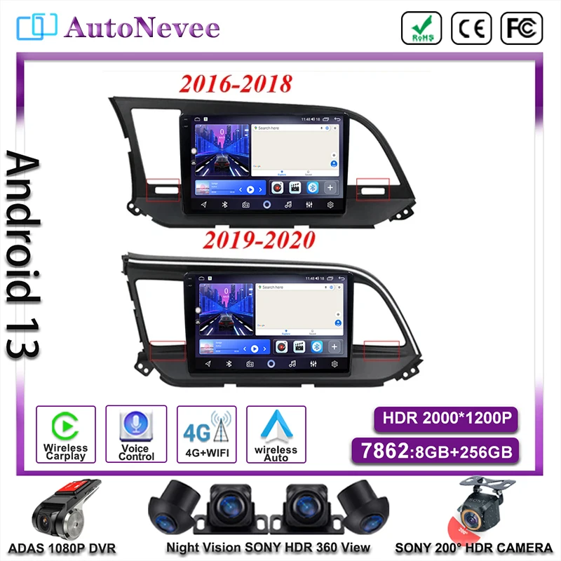Android 13 Per Hyundai Elantra Avante Ad 2015 ~ 2021 Car Multimedia Gps Radio Navigation Navi Player Carplay 360 Birdview 3D