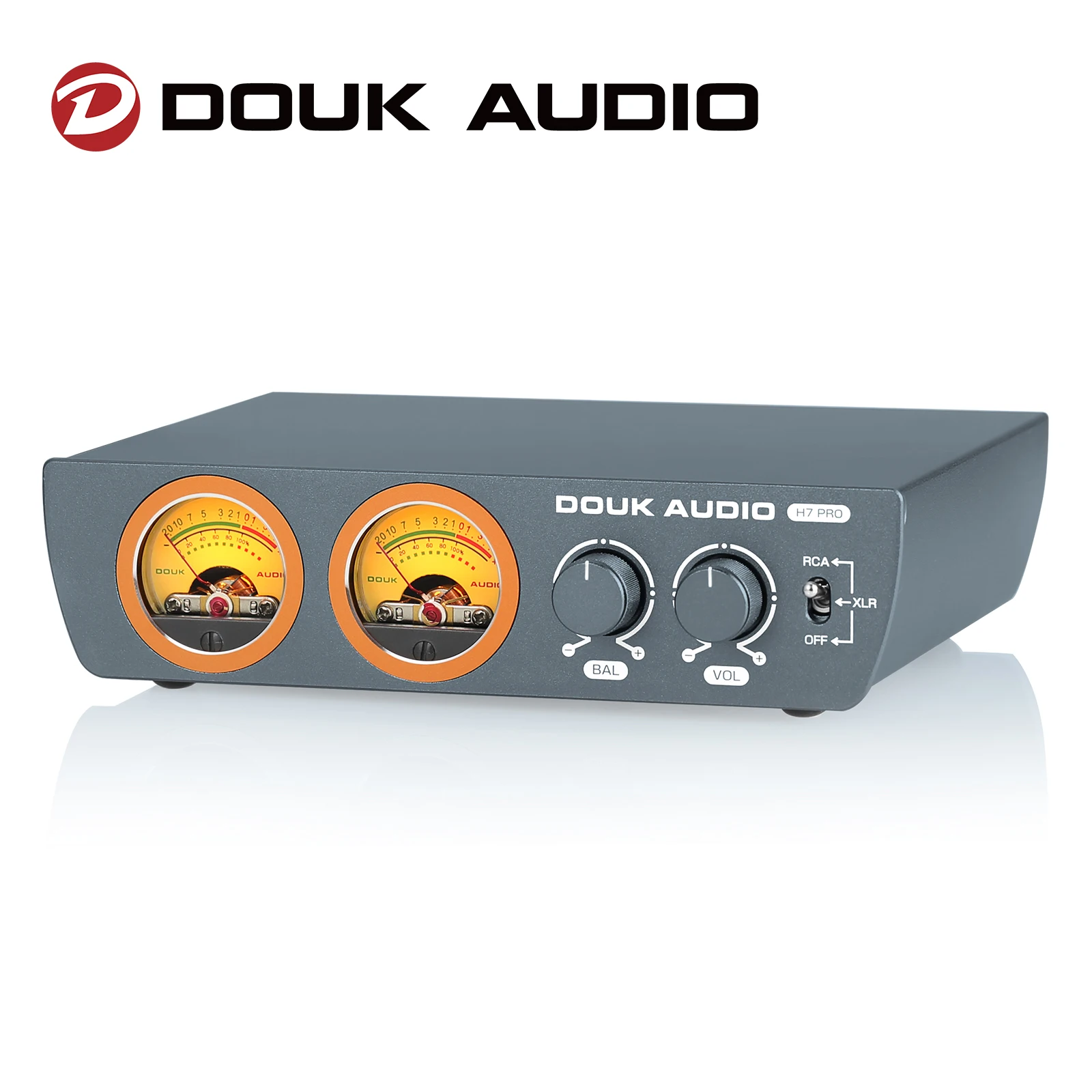 Douk Audio H7Pro Tpa3255 Amplificatore Digitale Bilanciato Xlr Stereo Power Amp Con Vu Meter Home Amp 300W + 300W