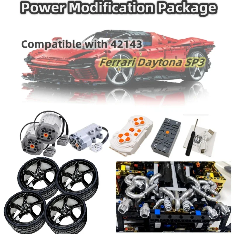 Modifica Moc App Telecomando Motore Led Light Set Accessori In Fibra Di Carbonio Compatibile Con Lego 42143 Sp3 Building Blocks