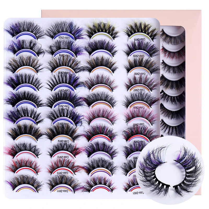 20 Pairs3D Mix Color Ciglia Finte Naturali Lunghe Ciglia Colorate Bulk Trucco Drammatico Ciglia Finte Ciglia Colorate Per Cosplay