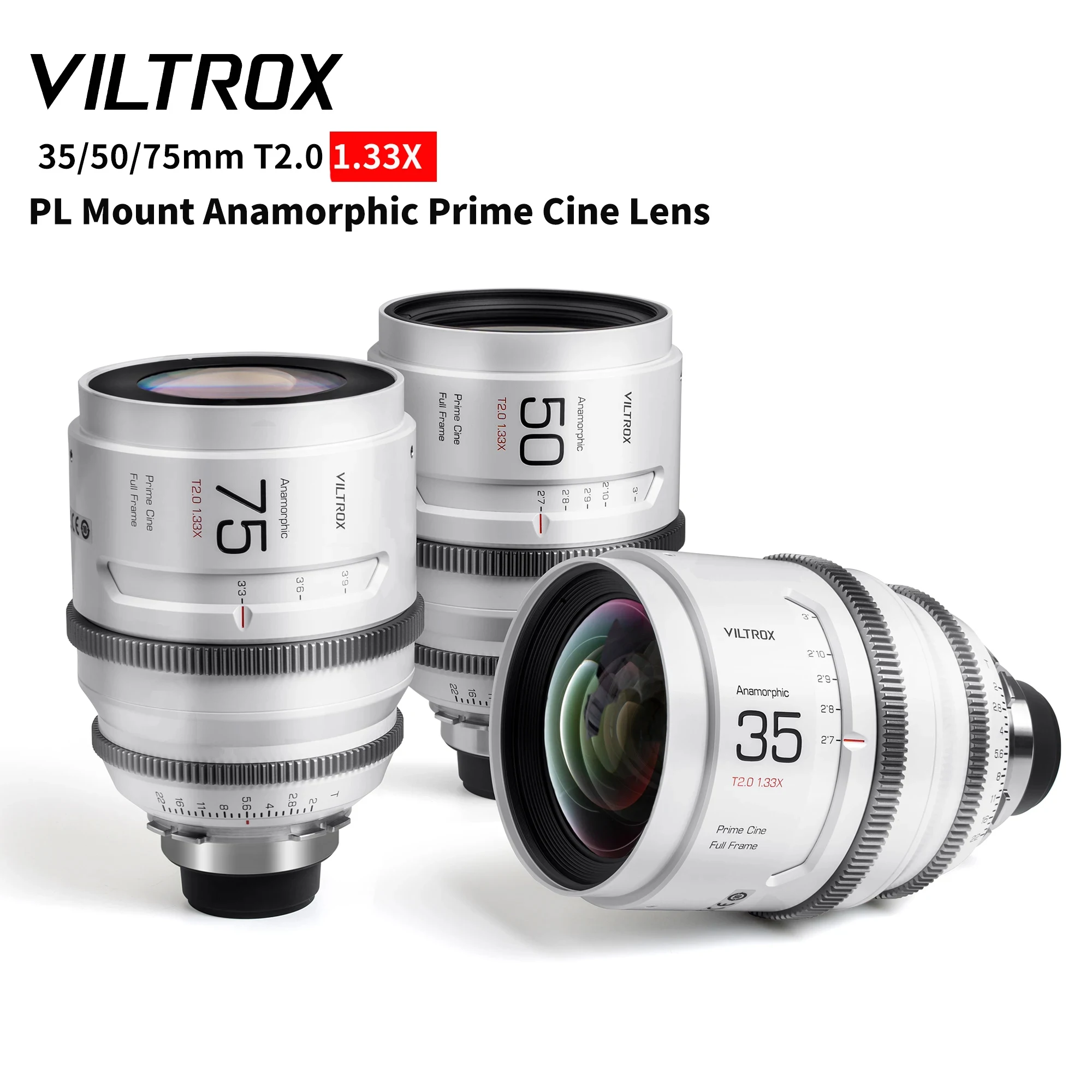 Viltrox 35Mm 50Mm 75Mm T2.0 1.33X Pl Mount Anamorfico Prime Cine Lens