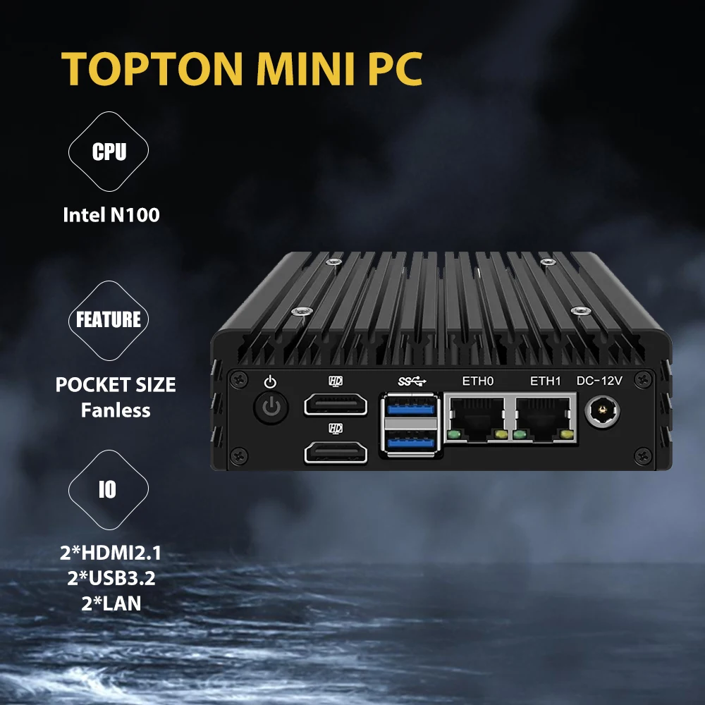 Topton X86 P5 Super Mini Router 12Th Gen Intel N305 Ddr5 4800Mhz Firewall Pc 2X I226-V 2.5G Lan Fanless Mini Pc Proxmox Server
