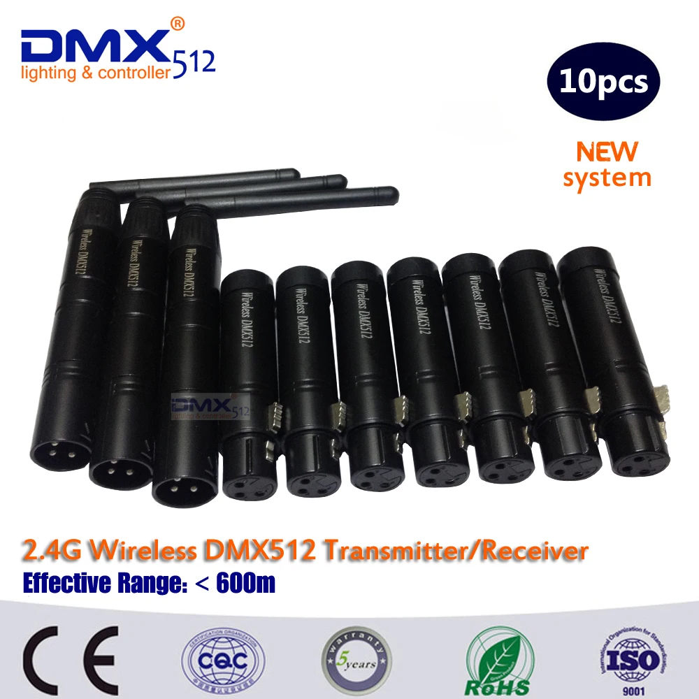 Dhl Libera Il Trasporto 10Pcs Senza Fili Invia Il Ricevitore Senza Fili Del Trasmettitore Dmx Del Dj Led 2.4G Dmx512