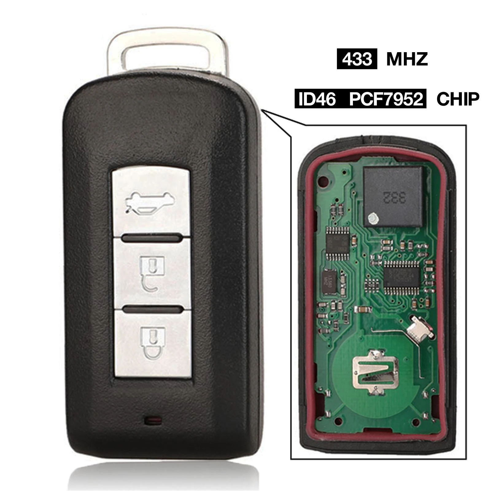 Kutery 3 Pulsanti Smart Remote Key Fob Fsk 433Mhz Pcf7952 Chip Per Mitsubishi Lancer Outlander Asx