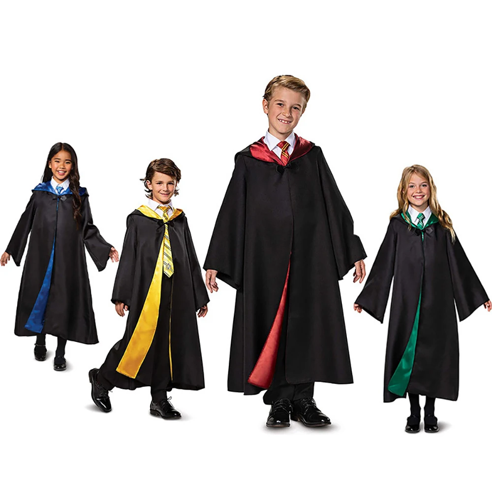 Magic Robe Witch Wizard Costume Abbigliamento Felpa Con Cappuccio Hermione Ron Weasley Draco Malfoy Cosplay Halloween Party Adult Kid Gift
