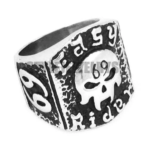 Spedizione Gratuita! Easy Rider 69 Er Skull Motor Biker Ring Gioielli In Acciaio Inossidabile Fashion Motorcycles Biker Men Ring Swr0314