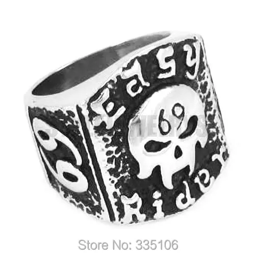 Commercio All'Ingrosso Easy Rider 69 Er Skull Motor Biker Ring Gioielli In Acciaio Inossidabile Moda Moto Biker Men Ring Swr0314A