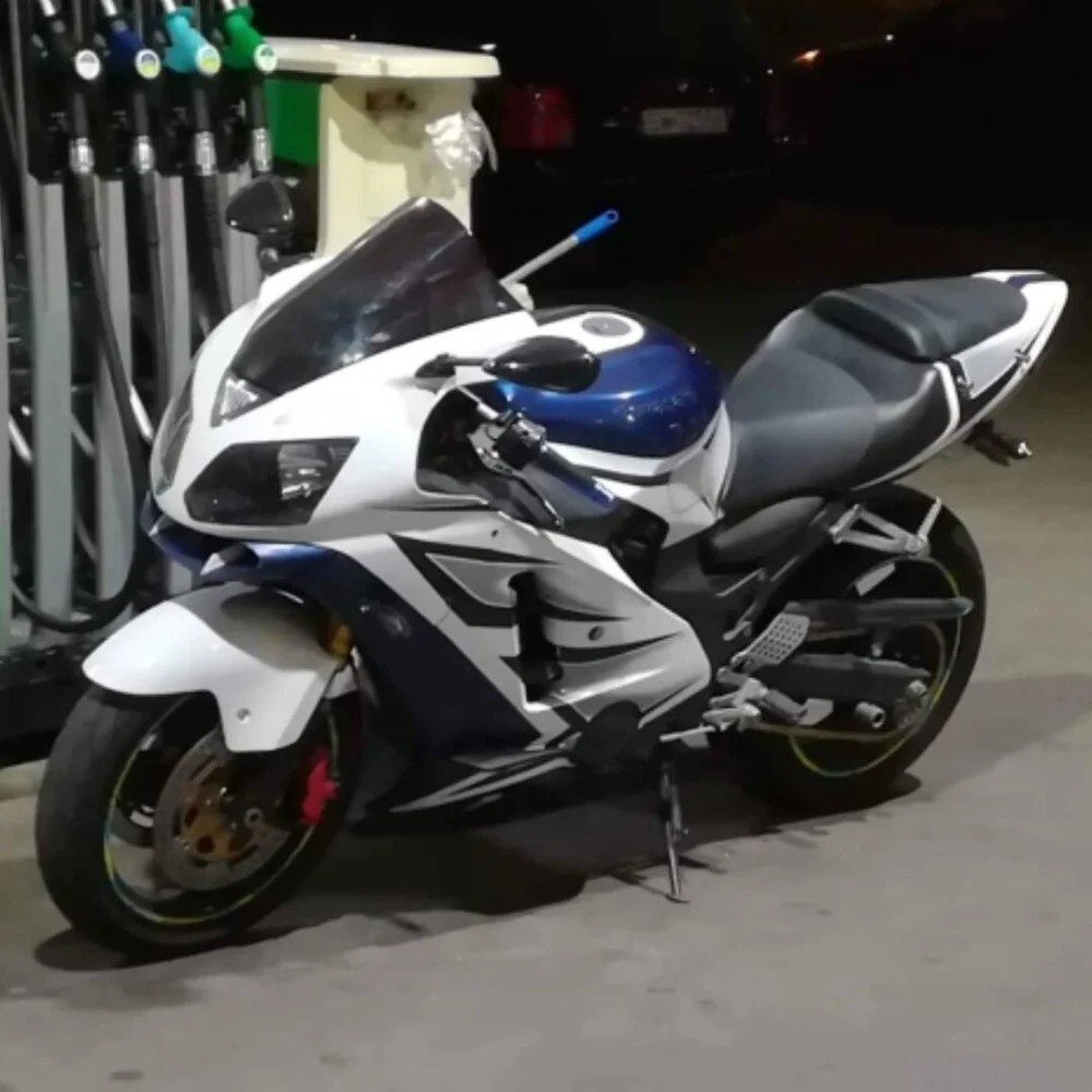 Inyecocido Oem Kit De Carenado Para Kawasaki Zx12R 02 03 04 Blanco Azul Carenados Zx12R 2002, 2003, 2004, 2005 Y16