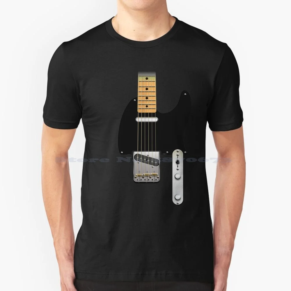 Tele Style Guitar Digital Illustration T Shirt 100% Cotone Tee T Style Telecaster Chitarra Corde Musicali Woofang Woo Fang