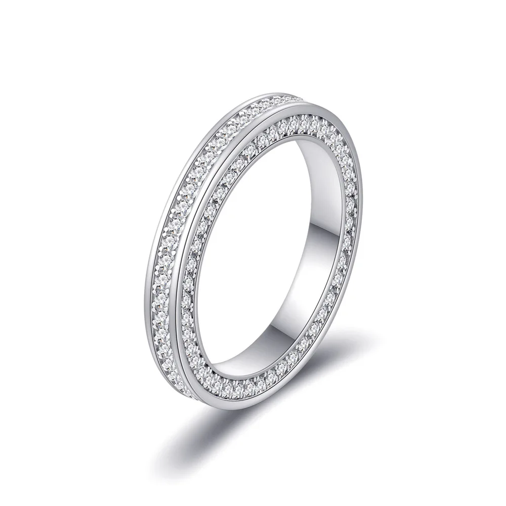 Zhenchengda New Full Sky Star Diamond Ring S925 Anello Tricolore Placcato Oro Argento Puro