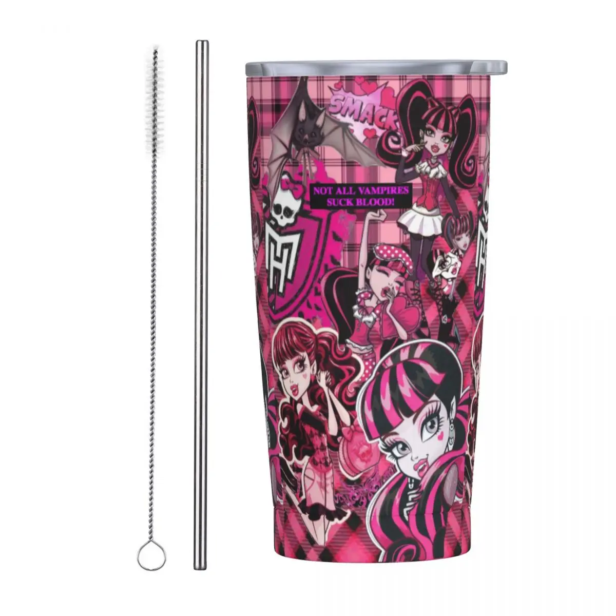 Monster High 20 Oz Tumbler Draculaura Anime Tazza Termica Isolata Sottovuoto Con Coperchio E Cannuccia Tazze Da Tè Frullato In Acciaio Inossidabile