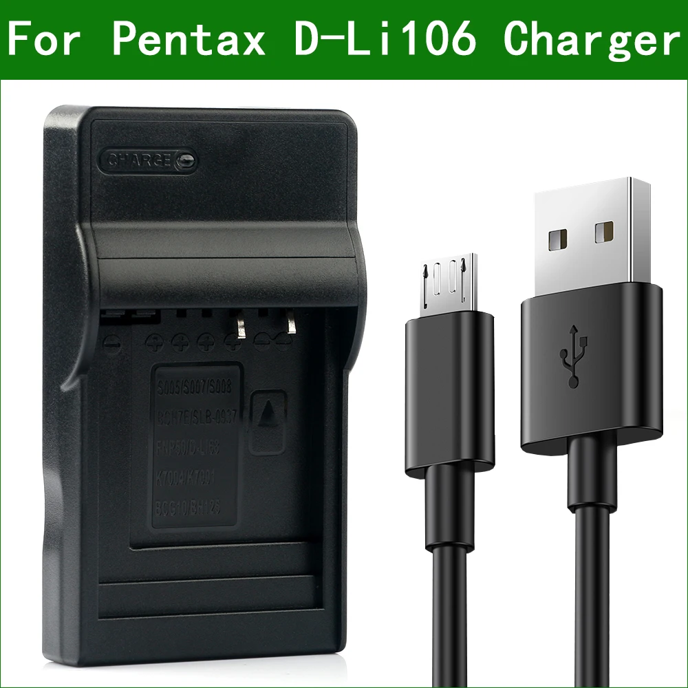 Lanfulang D-Li106 D-Bc106 Caricabatteria Per Fotocamera Digitale Per Pentax Mx-1 X90