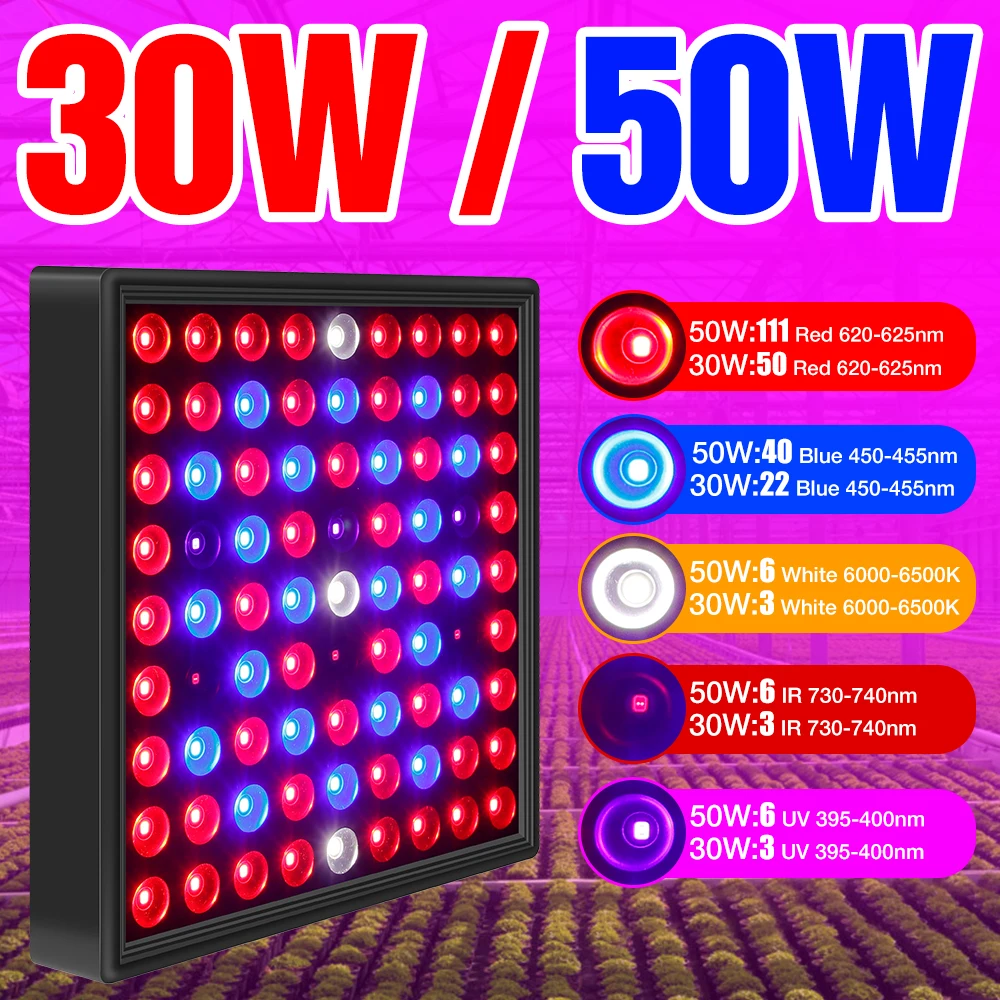 50W Led Grow Light Hydroponics Phyto Lamp Serra Plant Lights Quantum Board Indoor Flower Seedling Coltivazione Phytolamp