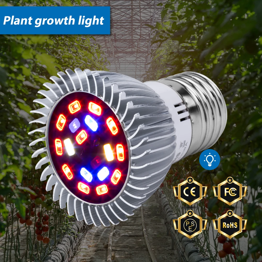 Full Spectrum Led E27 Uv Lamp E14 Phyto Growing Lamp 18W 28W Plant Grow Light Bulb Indoor Flower Seeds Planting Growth 85V-265V