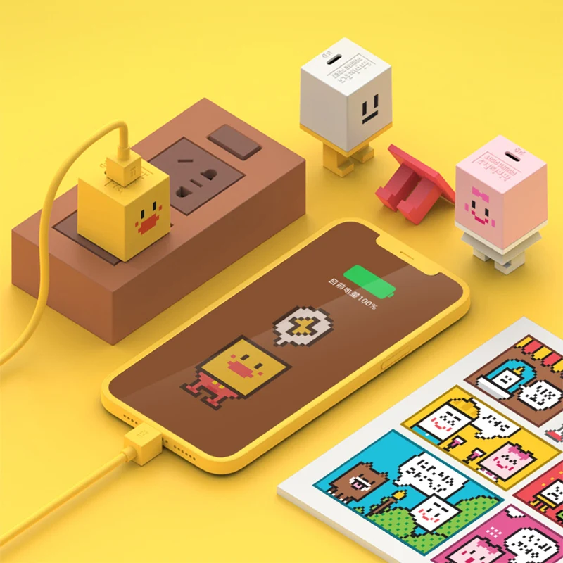 Cartoon Iphone14 Charger Set Head Apple Pd Fast Charge 20W Flash Charge Android, Huawei, Xiaomi Cavo Dati Di Tipo C Per Telefono Cellulare