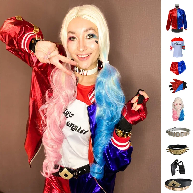Kids Girls Harley Cosplay Costumes Squad Quinn Monster Jacket Pants Set Christmas Kids Girls New Year Party Clothes