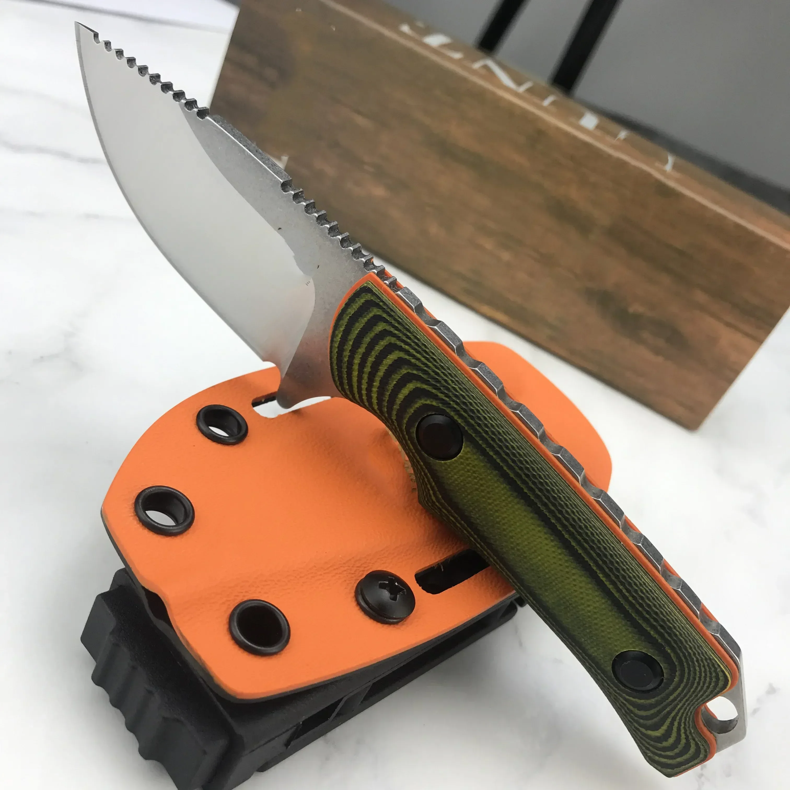 Bm 15017 Hunt Hidden Canyon Hunter Coltello A Lama Fissa 2.79 "S90V Drop Point, Richlite/Orange G10 Maniglie Fodero In Pelle Regalo