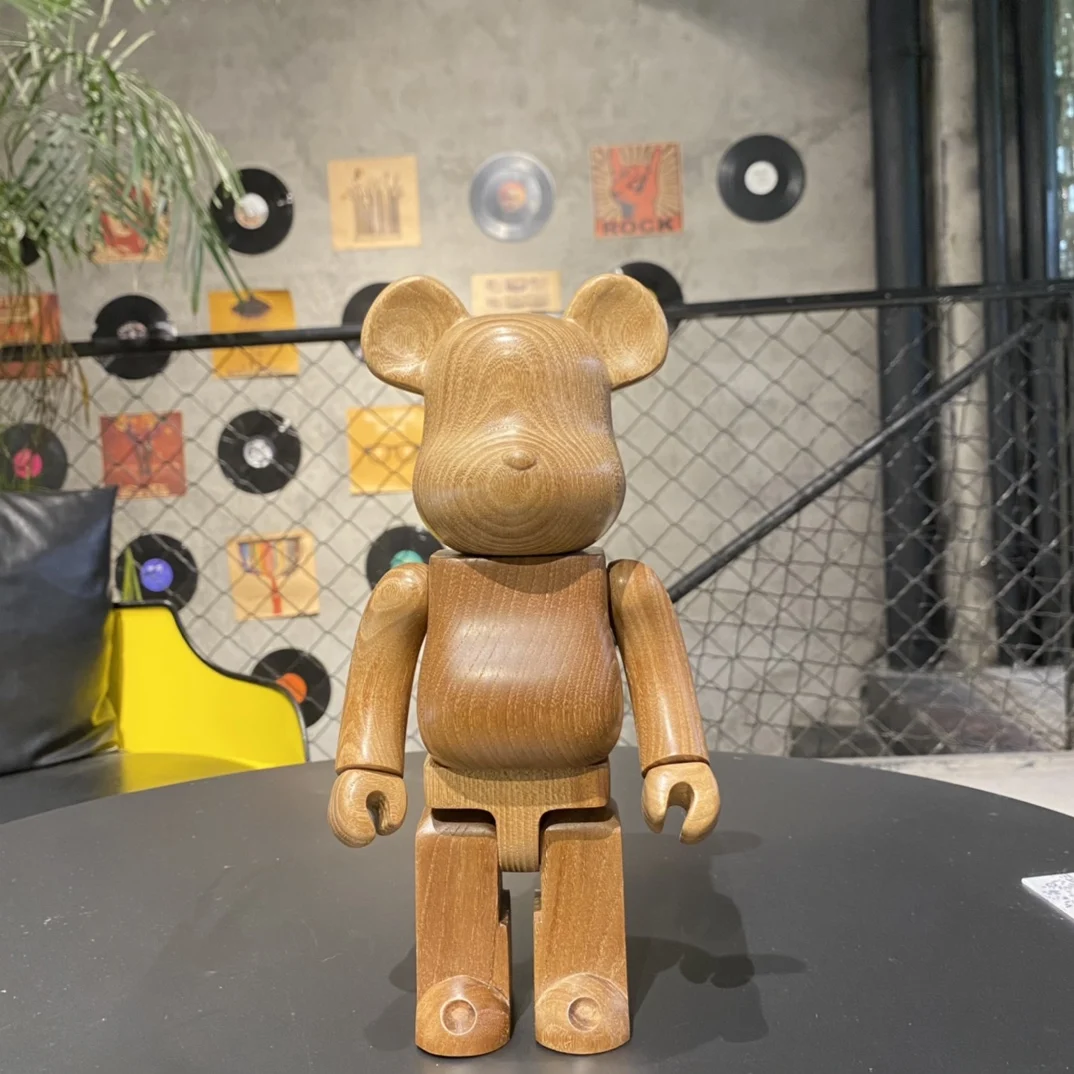 Bearbrick 400% 28Cm Old Beech Light Board Bear Natural Texture Super Beautiful Be @ Rbrick Handmade Factory Direct Sales Figure