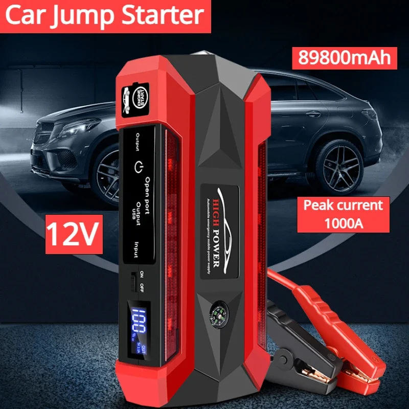 Nuovo 89800Mah Power Bank Car Battery Starter 12V Automotive Portable Car Battery Starter Auto Booster Charger Compressore Per Auto