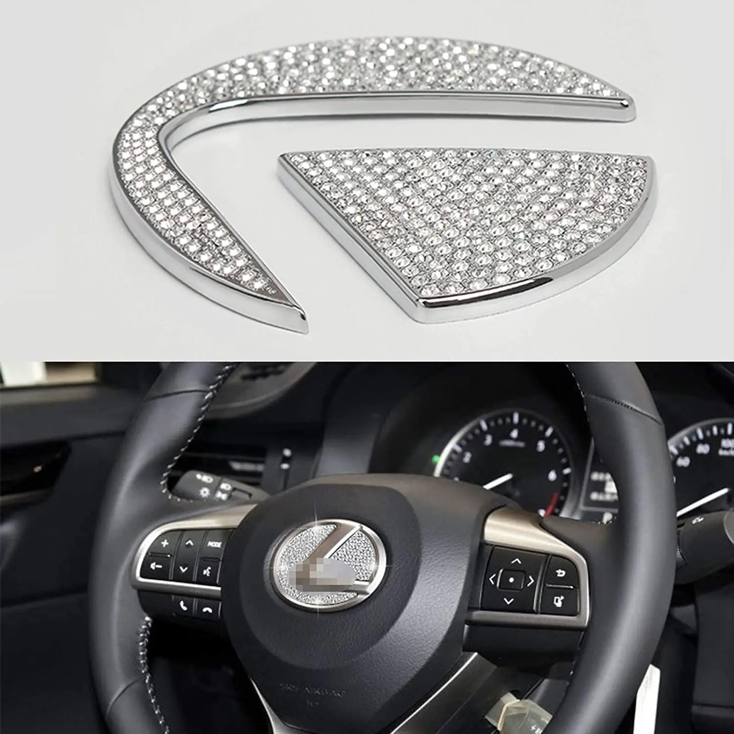 Autoadesivo Di Cristallo Del Diamante Dell'Emblema Del Volante Dell'Automobile Per Lexus Is400 Rx300 Rx330 Is220D Rx350 Is460 Es Nx Rx È Ct Lx Gs Rc G
