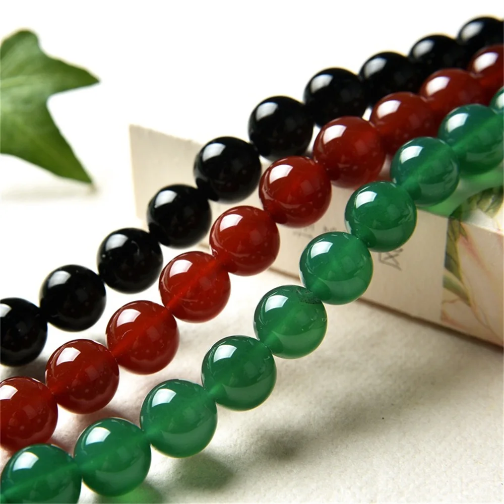 Pietra Naturale 6-12Mm Nero Verde Rosso Agata Perline Per Gioielli Che Fanno Collana Fai Da Te Braccialetto Onice Beadwork Accessori Crimp