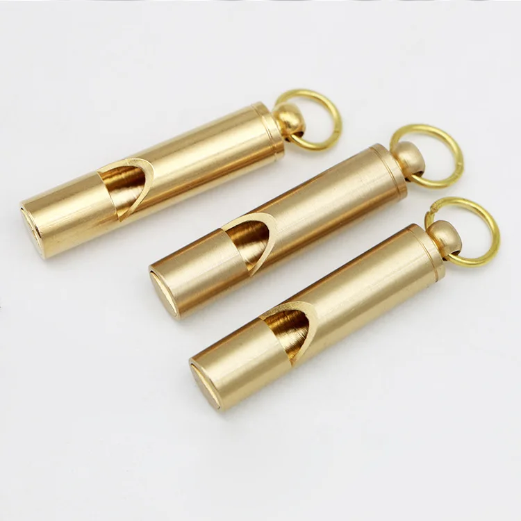 Pure Brass Outdoor Survival Whistle Children'S Metal Treble Training Wilderness Survival Equipment Whistle Keychain