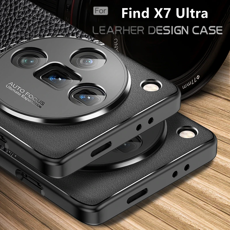 Per Oppo Find X7 Ultra Cover Oppo Find X7 Ultra Capa New Armor Bumper Phone Back Soft Tpu Leather Fundas Oppo Find X7 Ultra