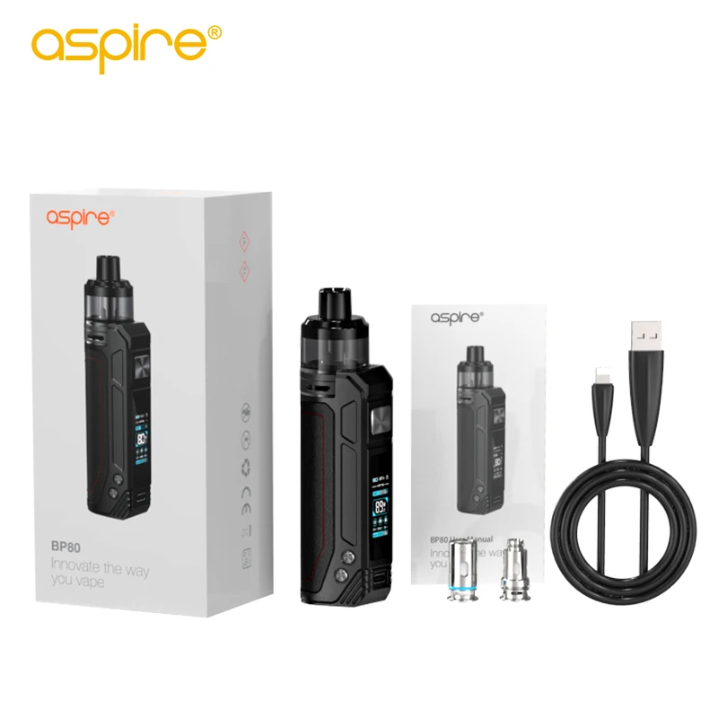 Aspire Vape Bp80 Kit Pod Mod Sistema Di Sigarette Elettroniche Ecig Batteria Integrata 2500Mah Potenza Regolabile 80W Set Di Sigarette Elettroniche