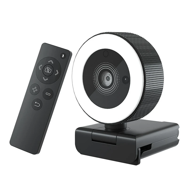 1Set Webcam Hd Usb Telecomando Luce Di Riempimento Portatile 400Mt Webcam Nera 2K Messa A Fuoco Automatica Webcam Per Computer