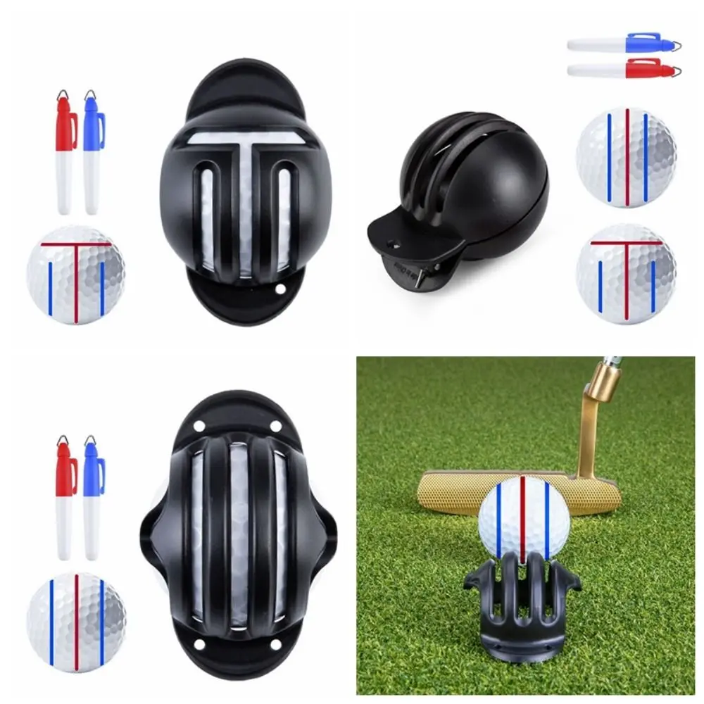 1 Set Con 2 Penne Golfs Ball Line Marker Marcatura Fronte-Retro Portatile Golf Scribe Marking Line Template Golf Ball Marker Pen