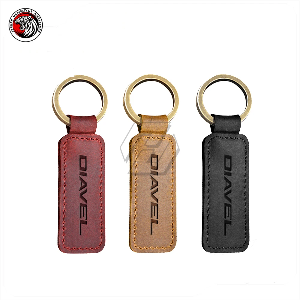 Motorcycle Keychain Motocross Cowhide Key Ring Fits For Ducati X Diavel S 1260 Key